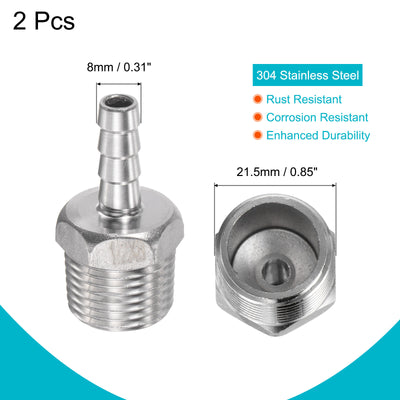 Harfington Hose Barb Fittings OD x PT Male Thread Stainless Steel Straight Pipe Connector for Water Air Fuel