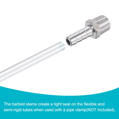 Harfington Hose Barb Fittings OD x PT Male Thread Stainless Steel Straight Pipe Connector for Water Air Fuel