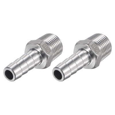 Harfington Hose Barb Fittings OD x PT Male Thread Stainless Steel Straight Pipe Connector for Water Air Fuel