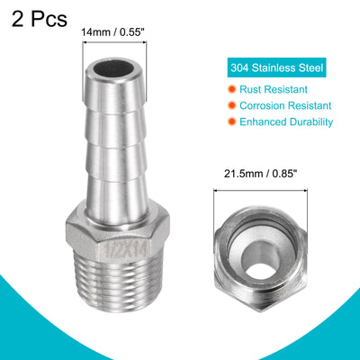 Harfington Hose Barb Fittings OD x PT Male Thread Stainless Steel Straight Pipe Connector for Water Air Fuel