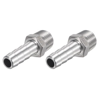 Harfington Hose Barb Fittings OD x PT Male Thread Stainless Steel Straight Pipe Connector for Water Air Fuel