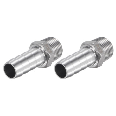 Harfington Hose Barb Fittings OD x PT Male Thread Stainless Steel Straight Pipe Connector for Water Air Fuel
