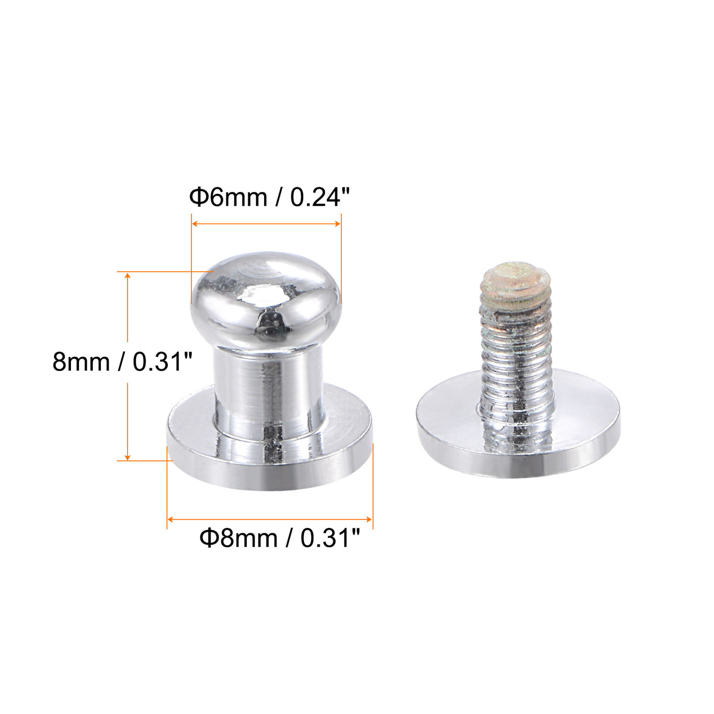 Harfington Brass Round Head Stud Screw Rivets for Leather Craft