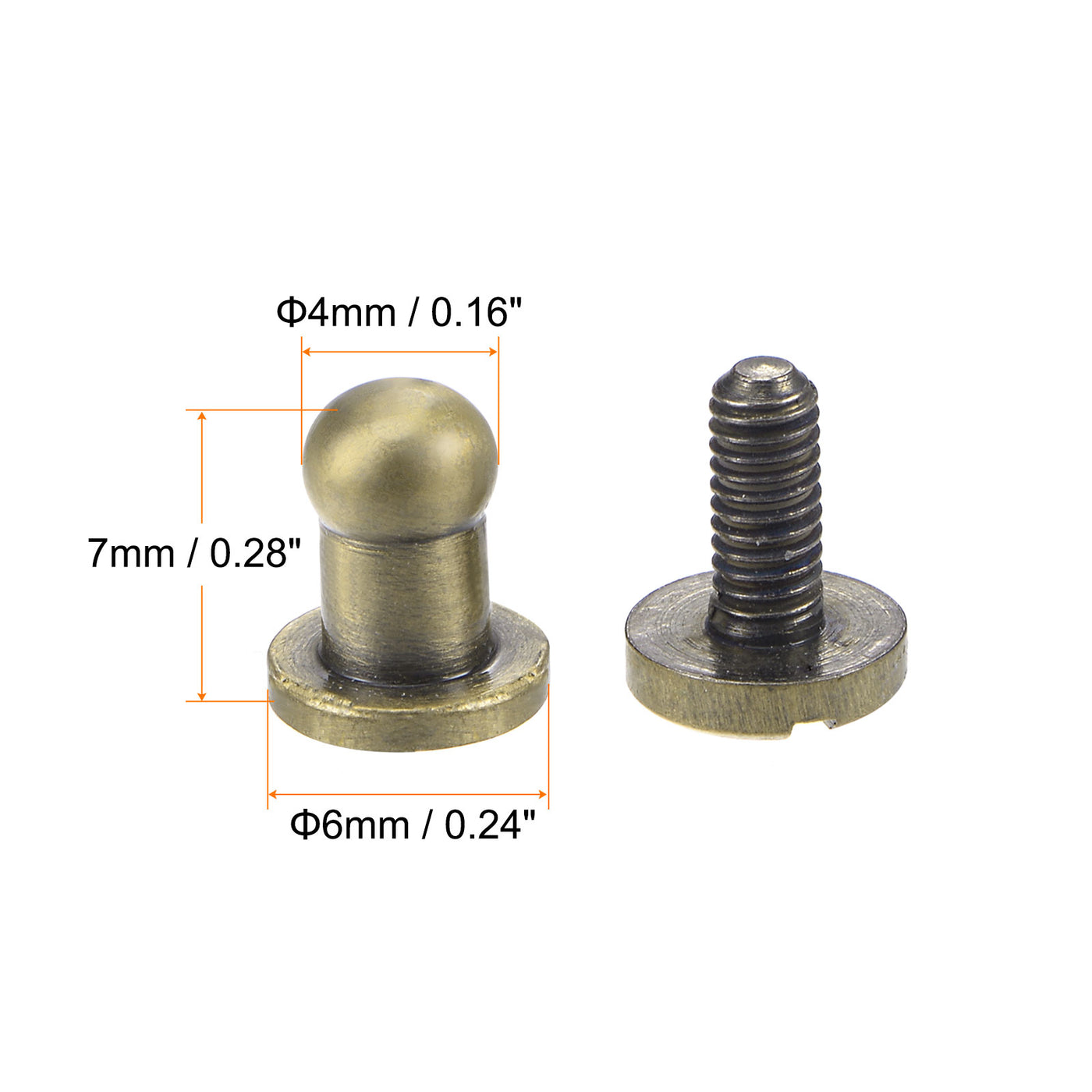 Harfington Brass Round Head Stud Screw Rivets