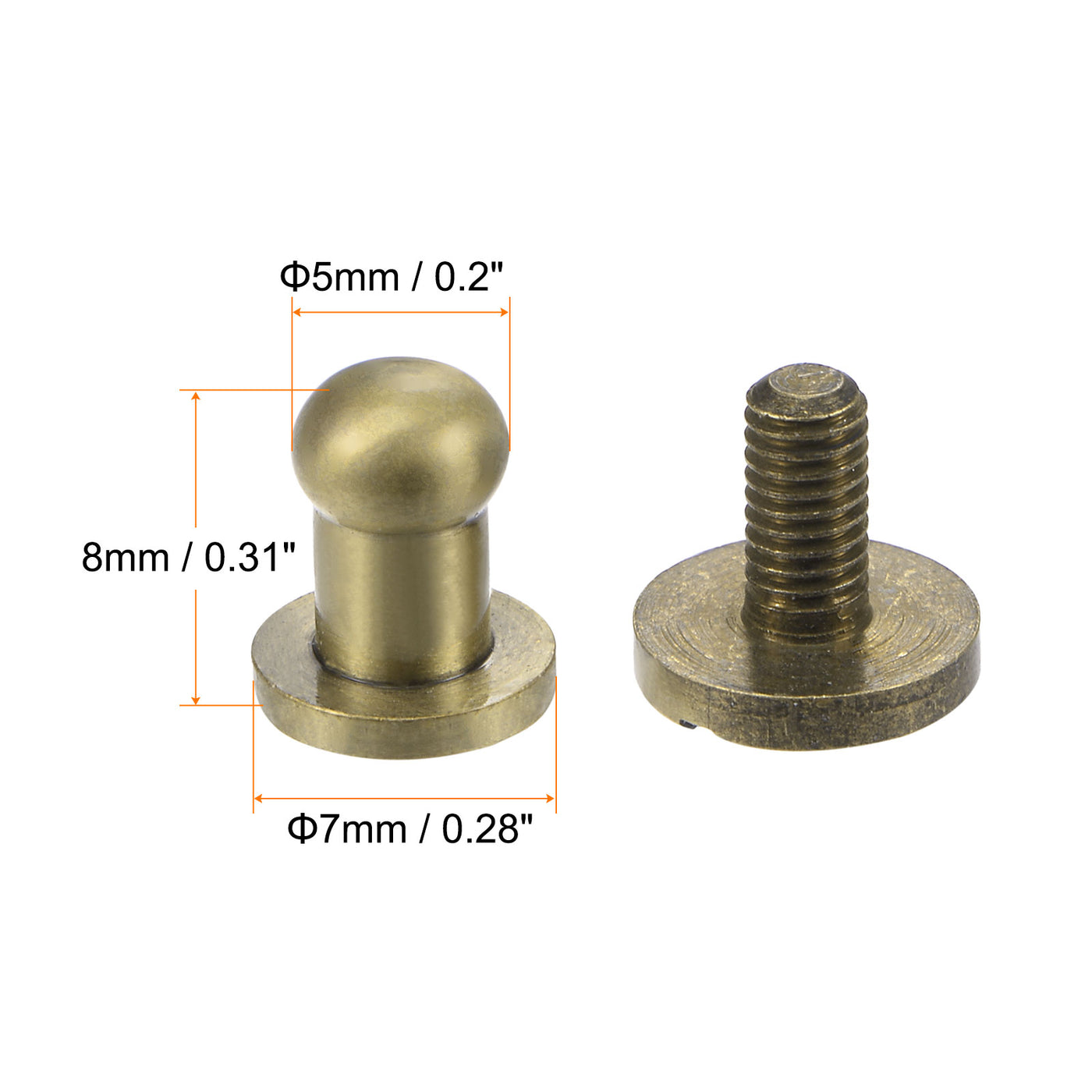 Harfington Brass Round Head Stud Screw Rivets for Leather Craft