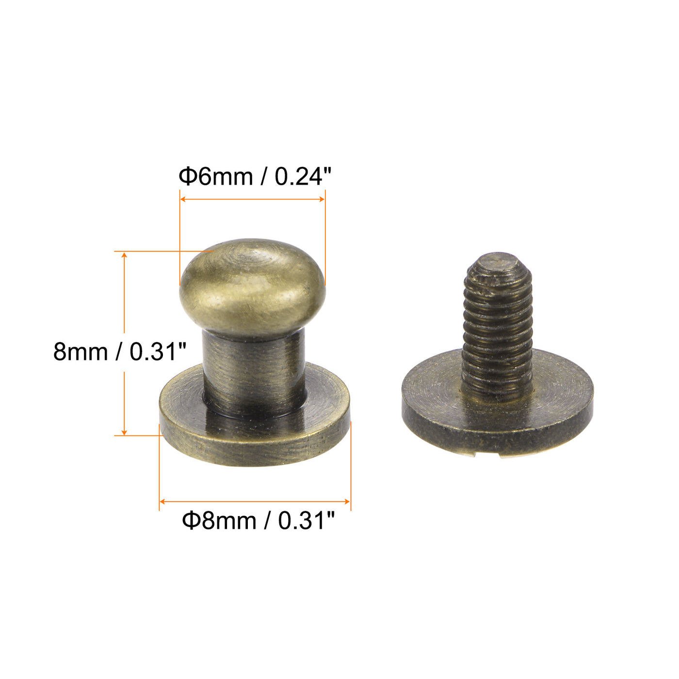 Harfington Brass Round Head Stud Screw Rivets for Leather Craft