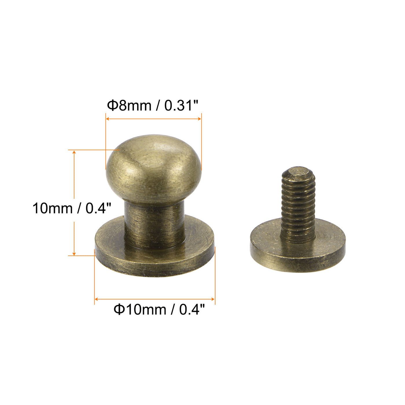 Harfington Brass Round Head Stud Screw Rivets for Leather Craft