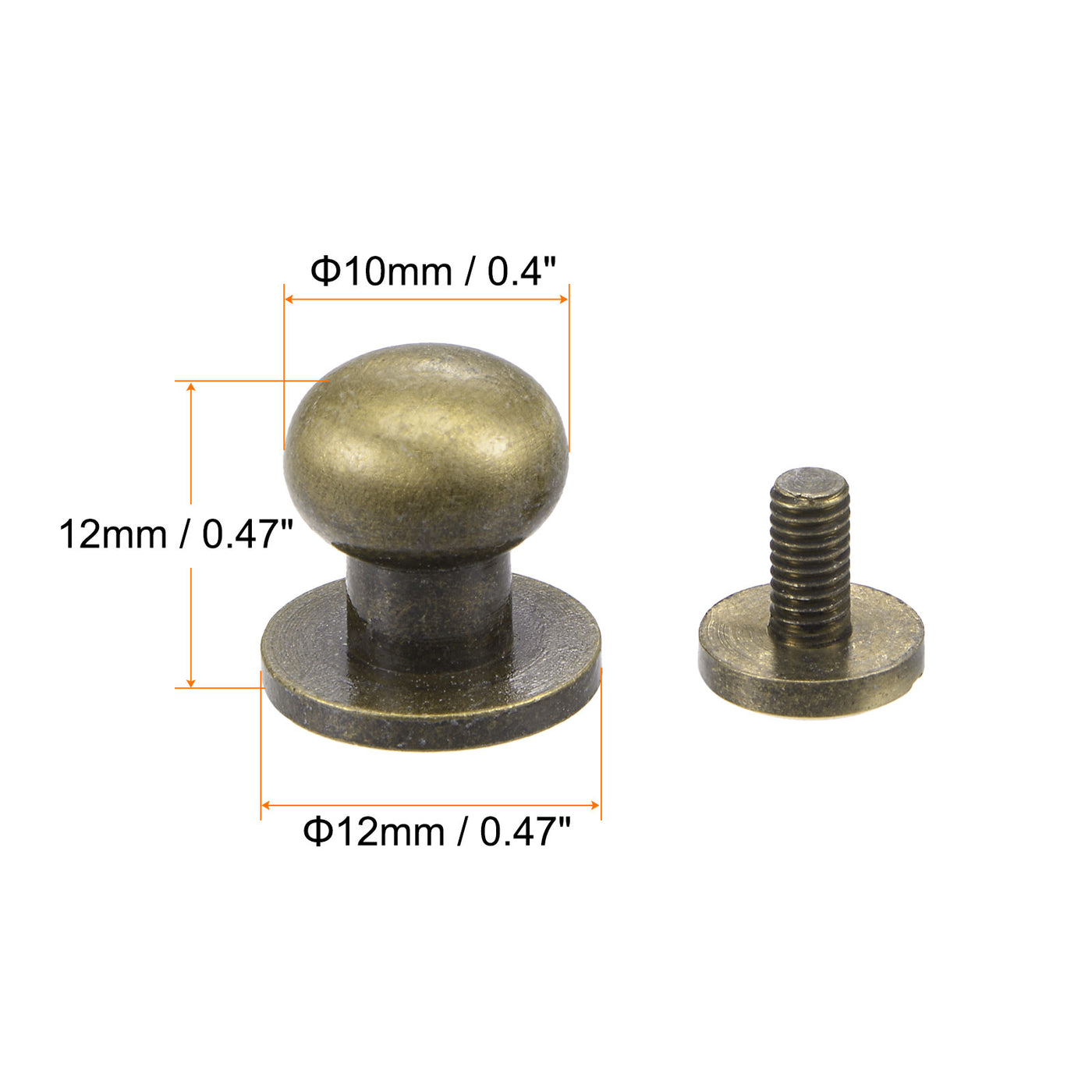 Harfington Brass Round Head Stud Screw Rivets