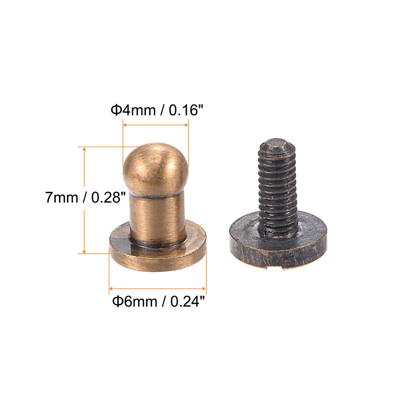 Harfington Brass Round Head Stud Screw Rivets