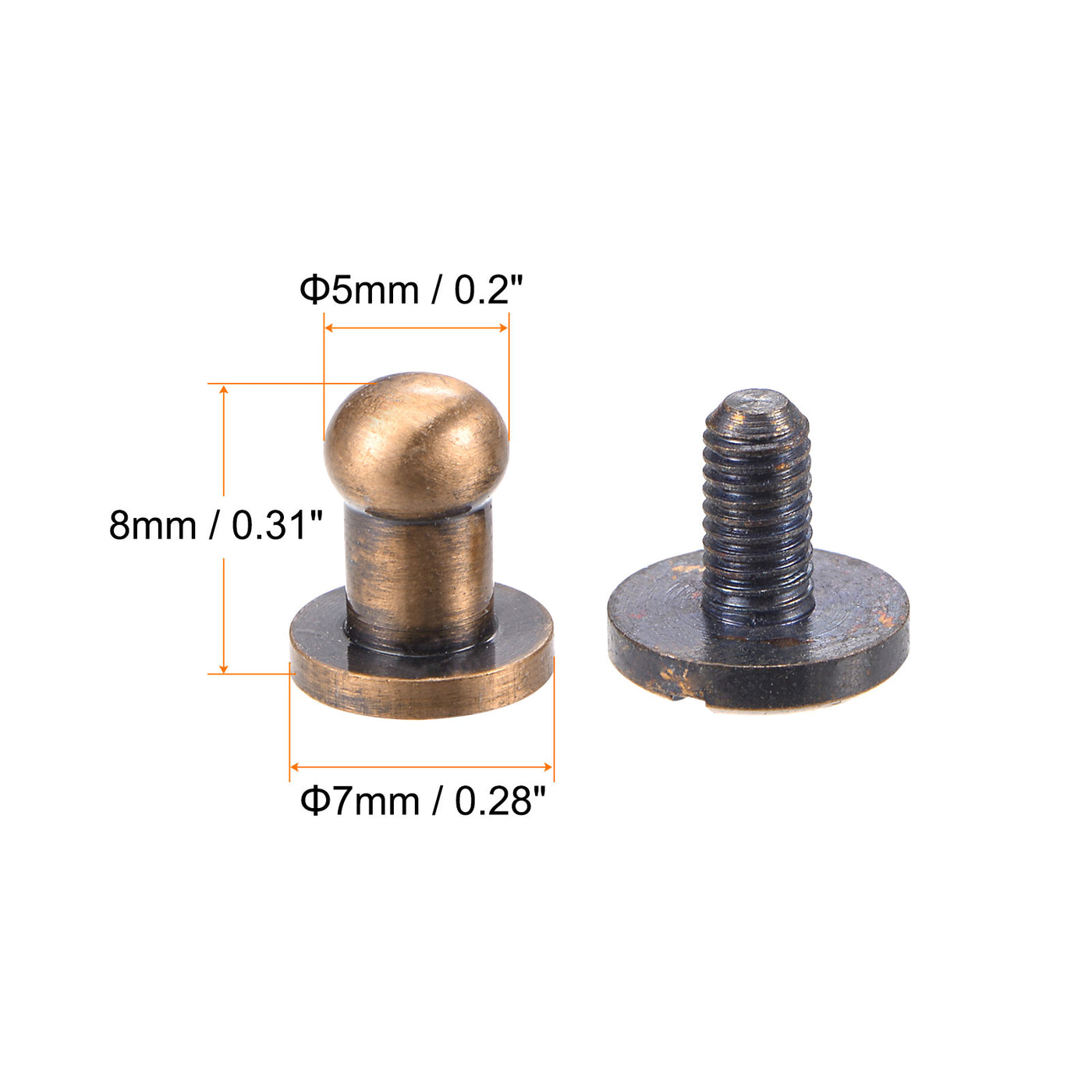 Harfington Brass Round Head Stud Screw Rivets