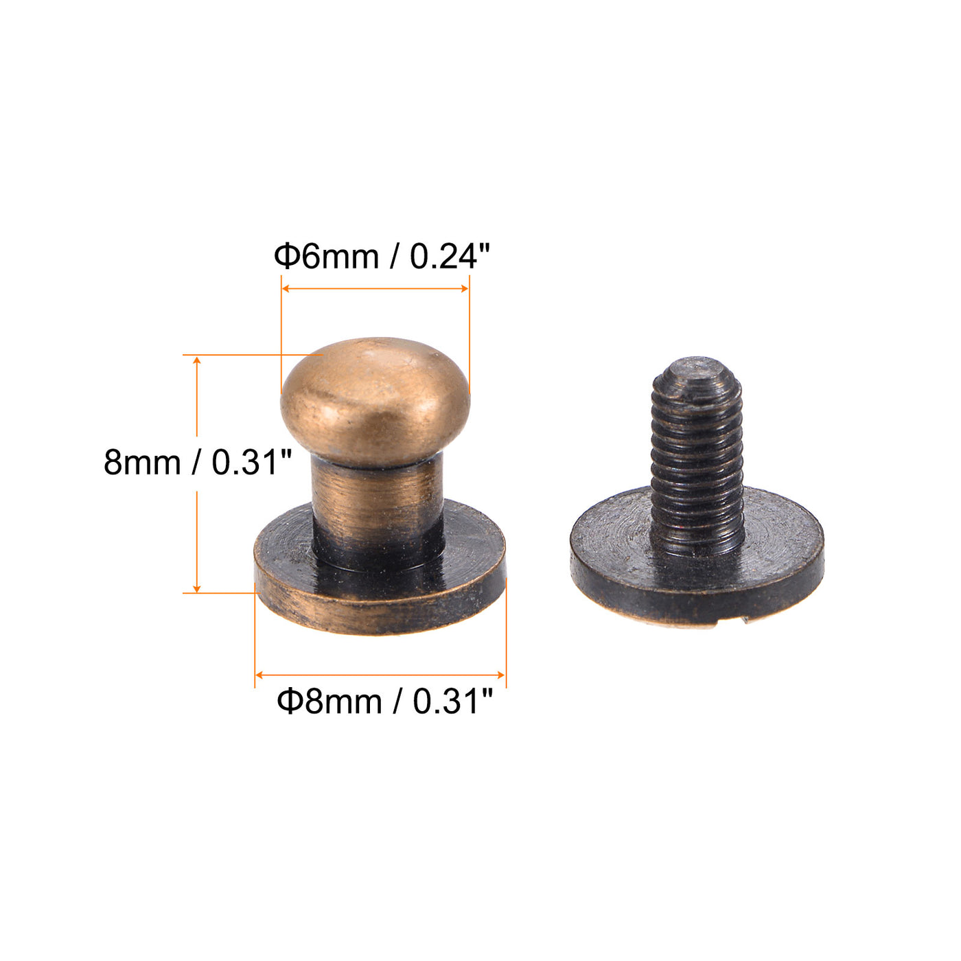 Harfington Brass Round Head Stud Screw Rivets