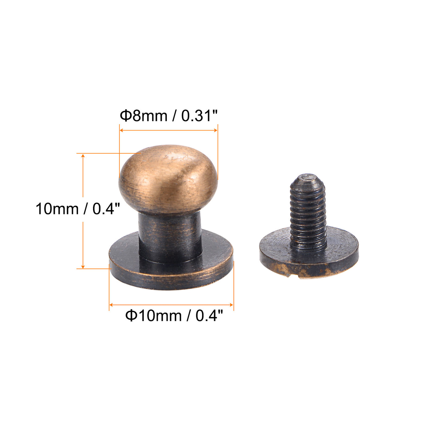 Harfington Brass Round Head Stud Screw Rivets