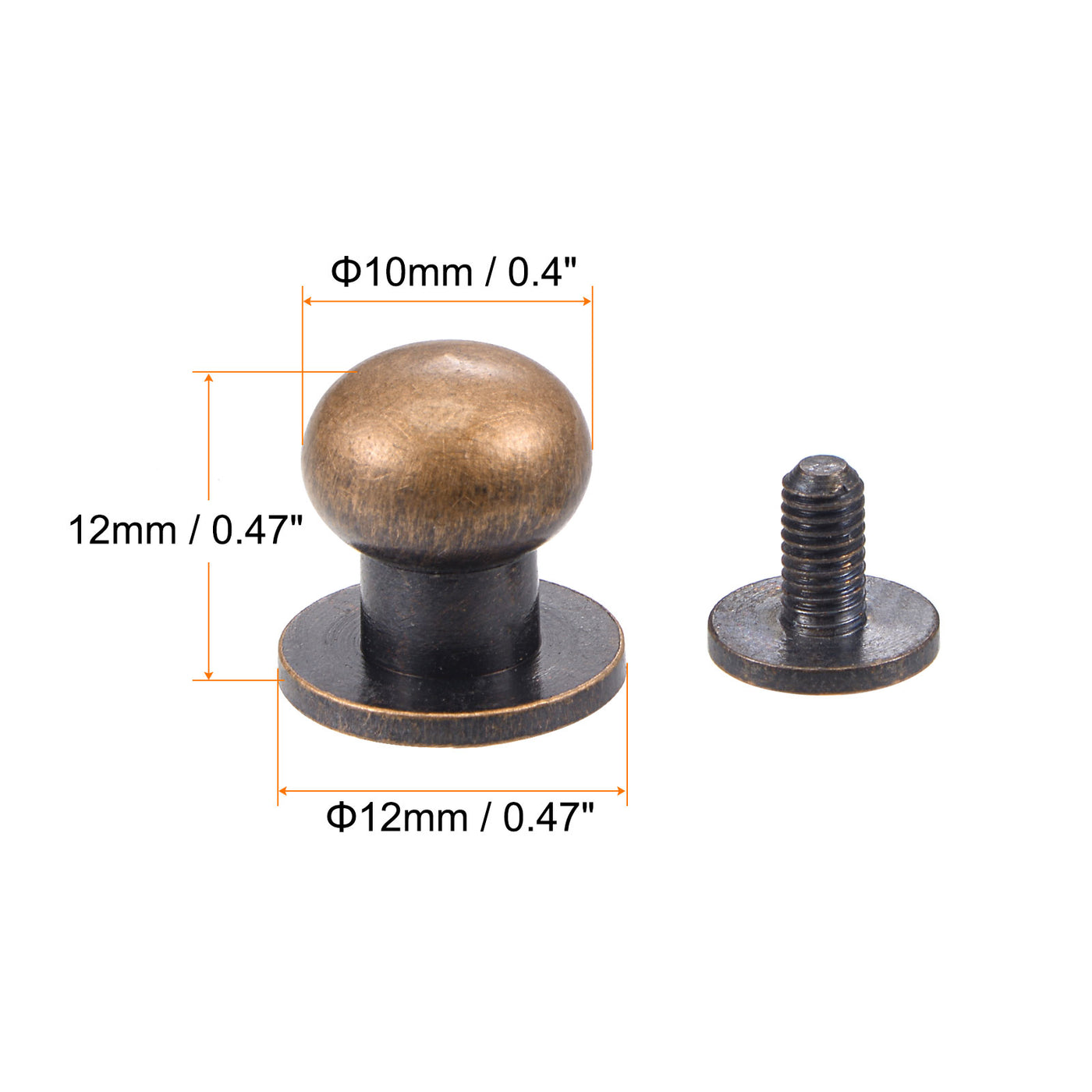 Harfington Brass Round Head Stud Screw Rivets for Leather Craft