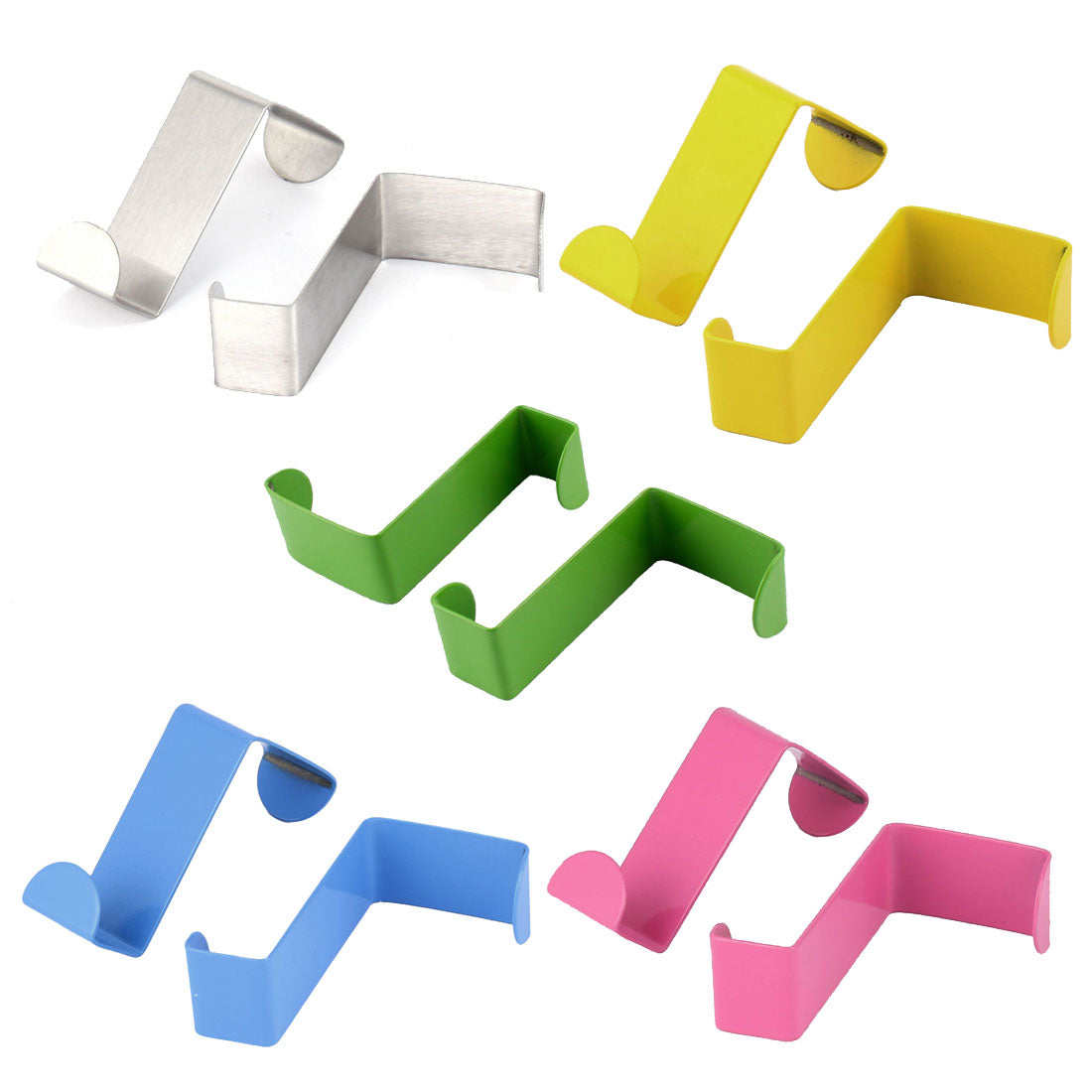 Harfington Household Metal Z Shaped Over Door Hooks Clothes Towel Hanger Holder 2 Pcs