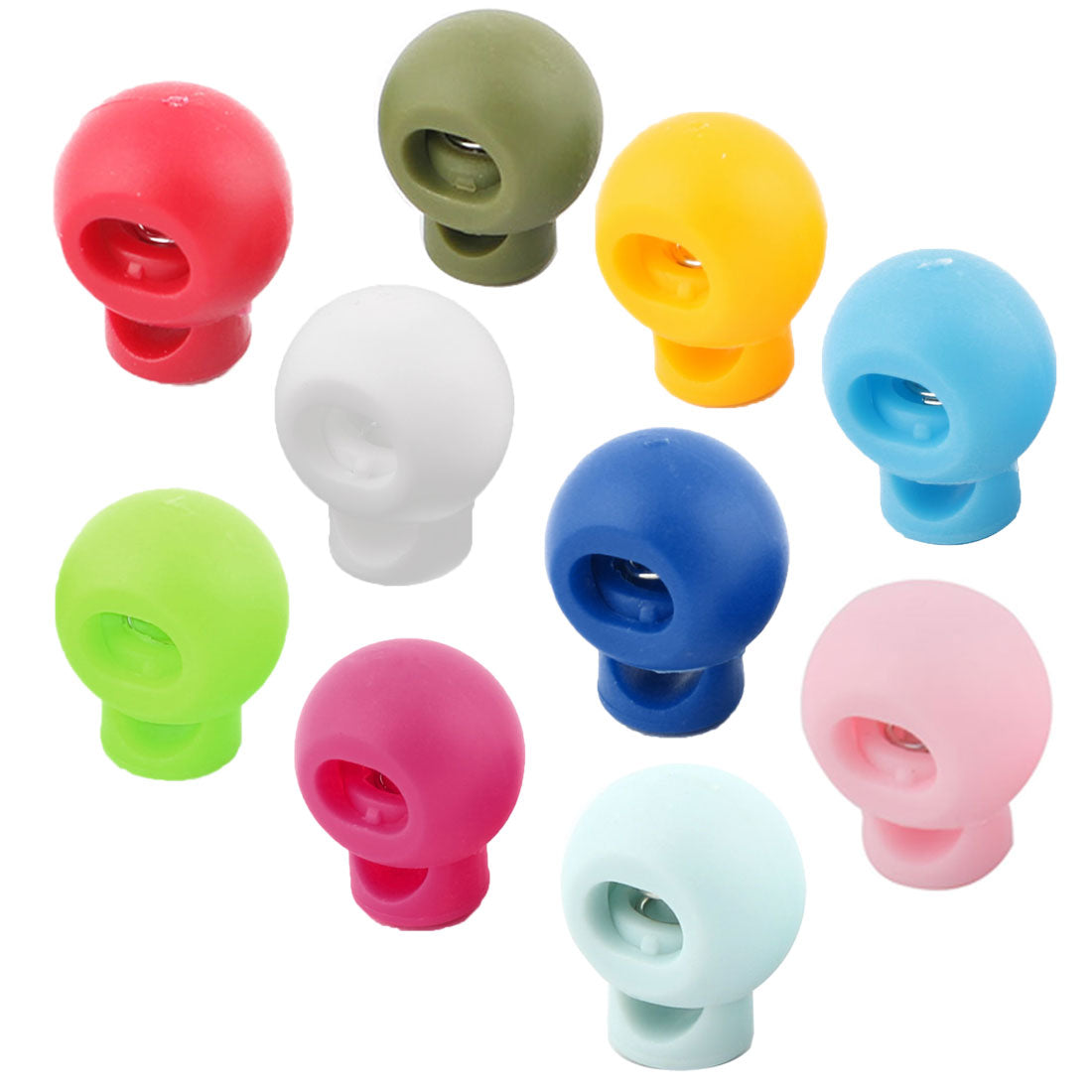 Harfington Plastic Round Single Hole Ball Toggle Stopper Cord String Adjustive Lock 10 Pcs