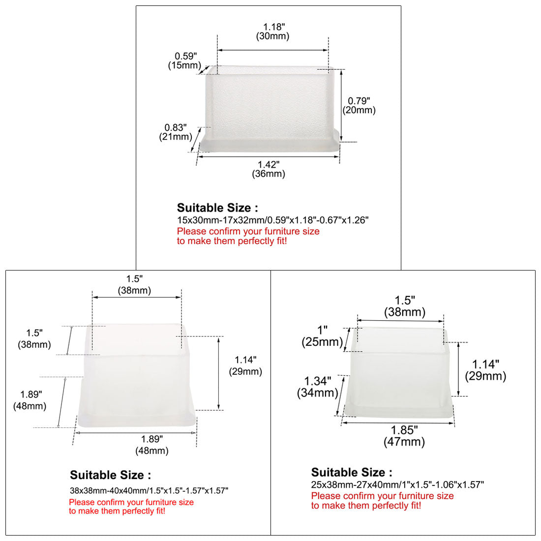 Harfington Clear PVC Chair Leg Caps End Pad Feet Cover Furniture Slider Floor Protector 4pcs Reduce Noise Anti Scratch