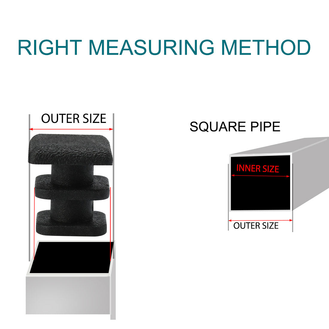 Harfington 12pcs Plastic Square Ribbed Tube Inserts Pipe Tubing End Cover Caps Furniture Glide Chair Table Feet Floor Protector Black