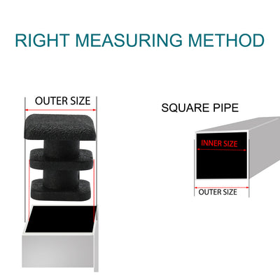 Harfington 12pcs Plastic Square Ribbed Tube Inserts Pipe Tubing End Cover Caps Furniture Glide Chair Table Feet Floor Protector Black