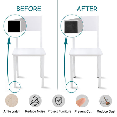 Harfington 12pcs Plastic Square Ribbed Tube Inserts Pipe Tubing End Cover Caps Furniture Glide Chair Table Feet Floor Protector Black