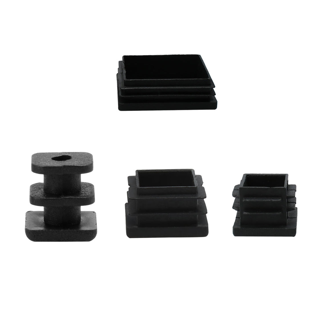 Harfington 12pcs Plastic Square Ribbed Tube Inserts Pipe Tubing End Cover Caps Furniture Glide Chair Table Feet Floor Protector Black