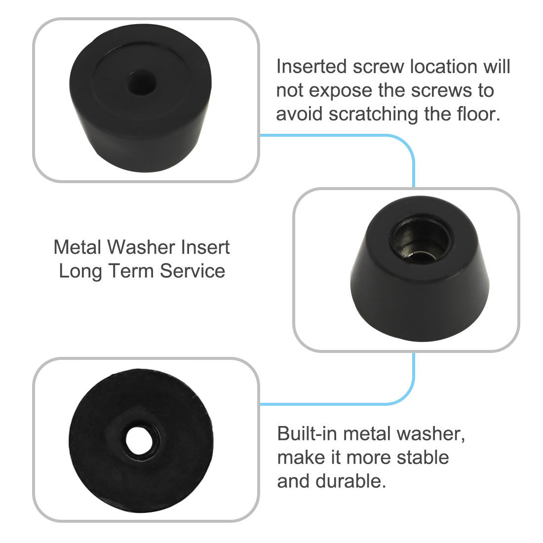 Harfington 14pcs Rubber Feet Bumper Buffer Cabinet Leg Pad Desk Protector with Metal Washer