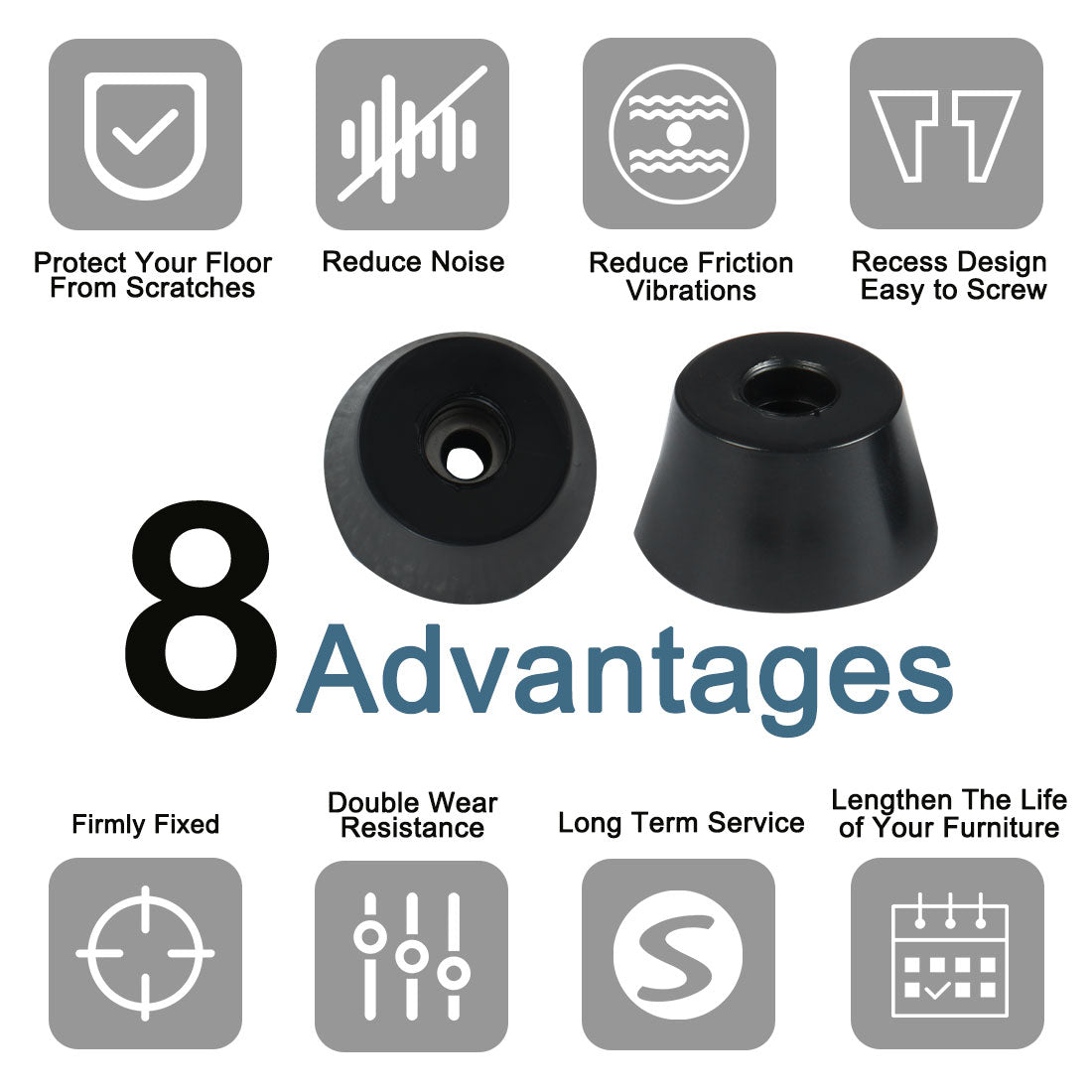 Harfington 16pcs Rubber Feet Bumper Buffer Table Chair Leg Pad Protector with Metal Washer