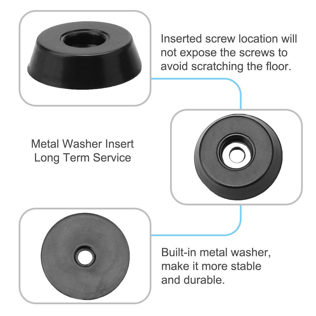 Harfington 12pcs Rubber Feet Bumper Floor Protector for Furniture Chair Feet with Washer