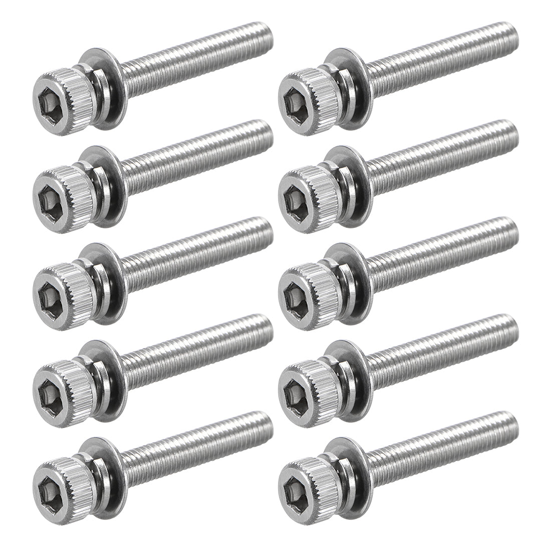 Harfington Stainless Steel Hex Socket Head Cap Screws Bolts Combine with Spring Washer and Plain Washers