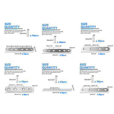 Harfington Straight Brackets Stainless Steel Flat Brace Fastener Brackets with Screws 8pcs
