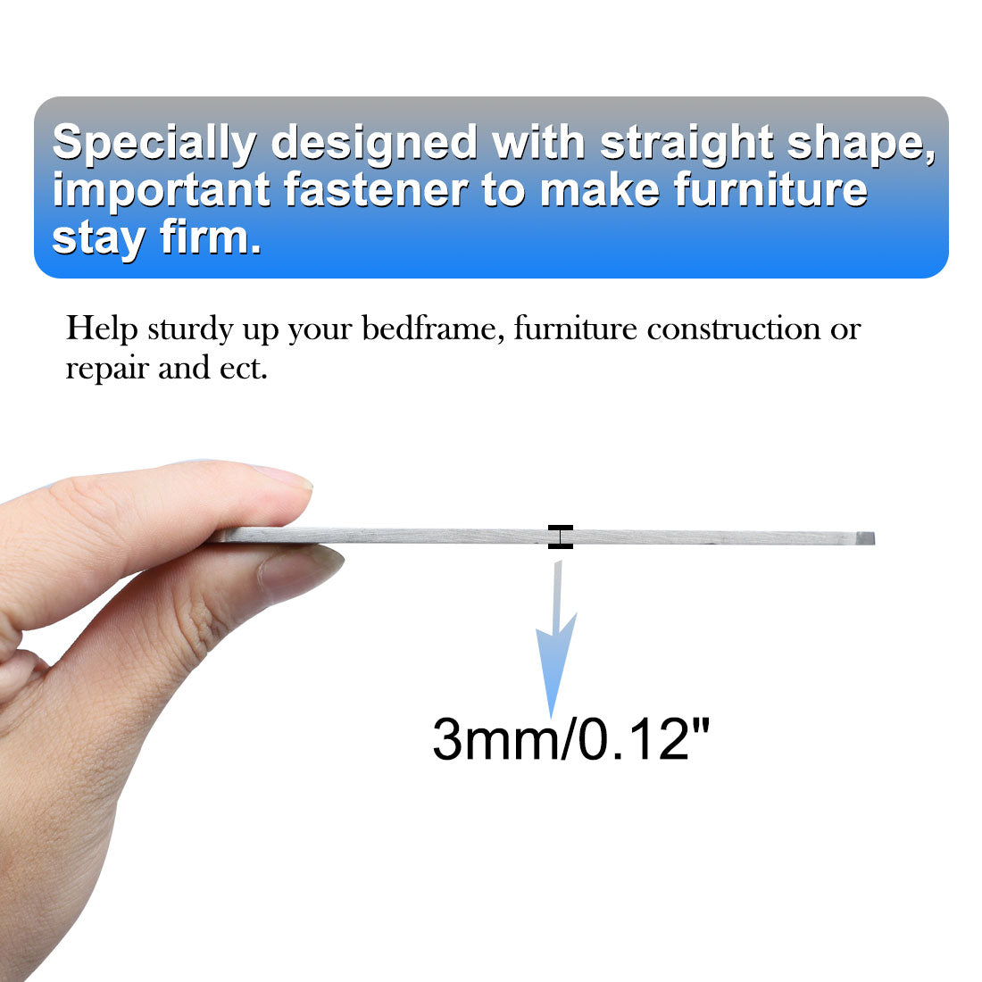 Harfington Straight Brackets Stainless Steel Flat Brace Fastener Brackets with Screws 8pcs