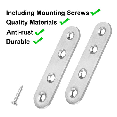 Harfington Straight Brackets Stainless Steel Flat Brace Fastener Brackets with Screws 8pcs