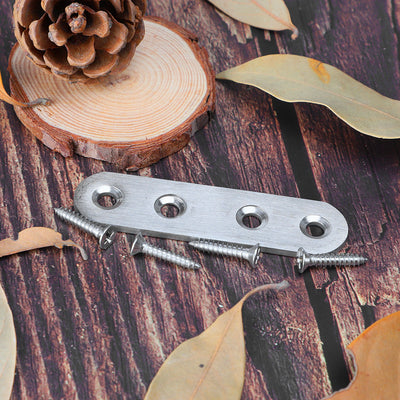 Harfington Straight Brackets Stainless Steel Flat Brace Fastener Brackets with Screws 8pcs