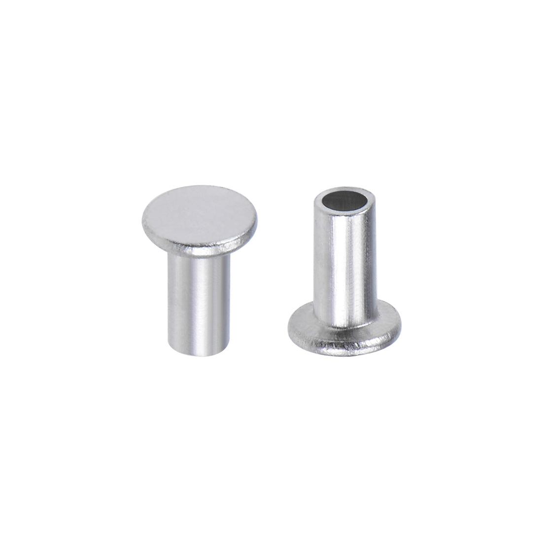 Harfington 100 Pcs  Aluminum Flat Head Semi-Tubular Rivets Silver Tone