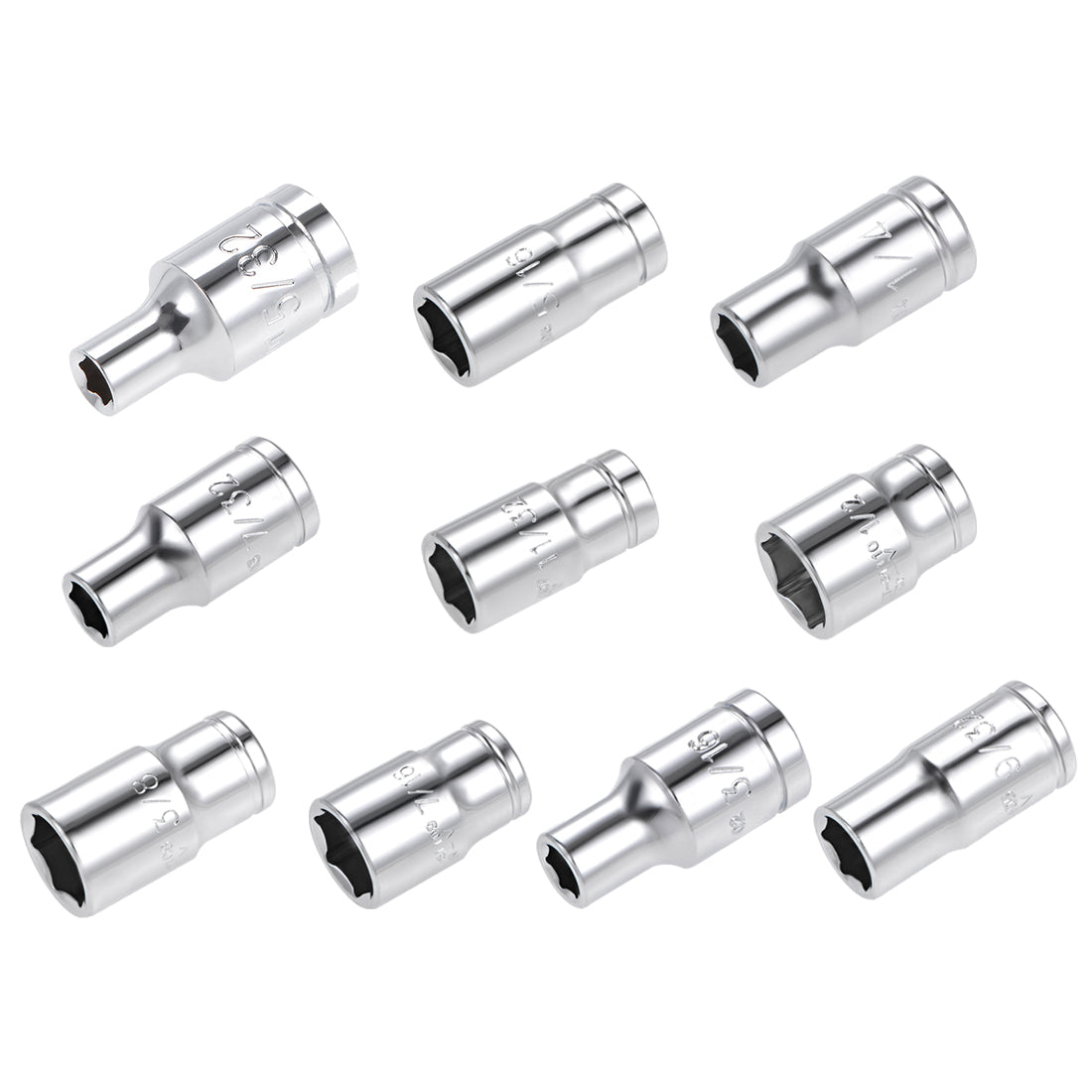 Harfington Square Drive 6-Point Shallow Socket Kit SAE, Cr-V Steel