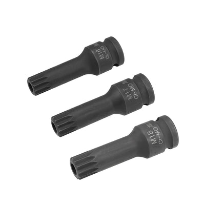 Harfington Drive x Impact Triple Square Spline Bit Socket, Tamper Proof Metric, Cr-Mo Steel