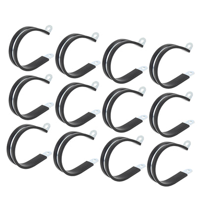 Harfington 12pcs R Shape Rubber Cable Pipe Clamp Hose Clip for Automotive