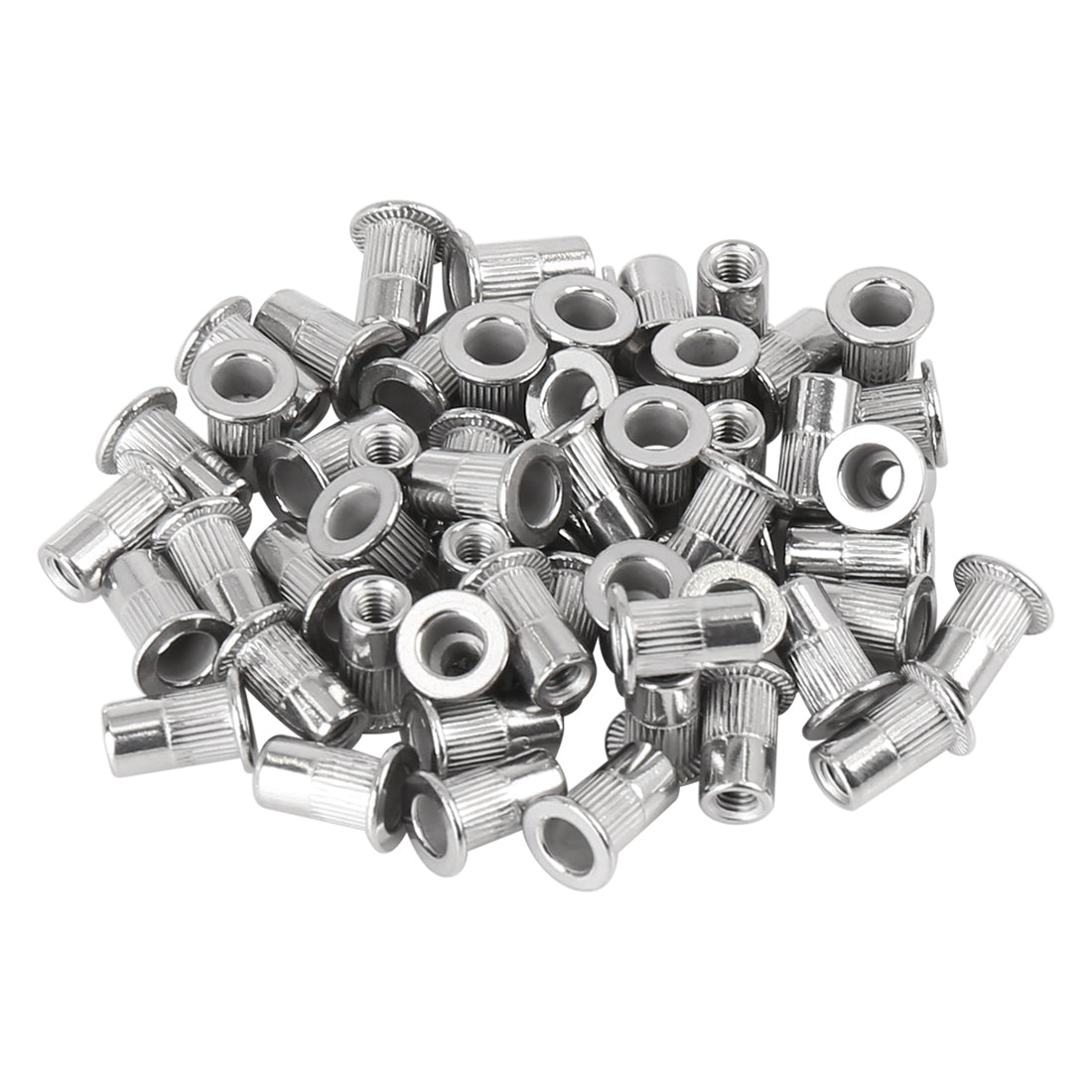 Harfington 55 Pcs Silver Tone Stainless Steel Car Flat Head Rivet Nut Threaded Insert