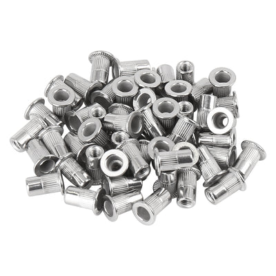 Harfington 55 Pcs Silver Tone Stainless Steel Car Flat Head Rivet Nut Threaded Insert