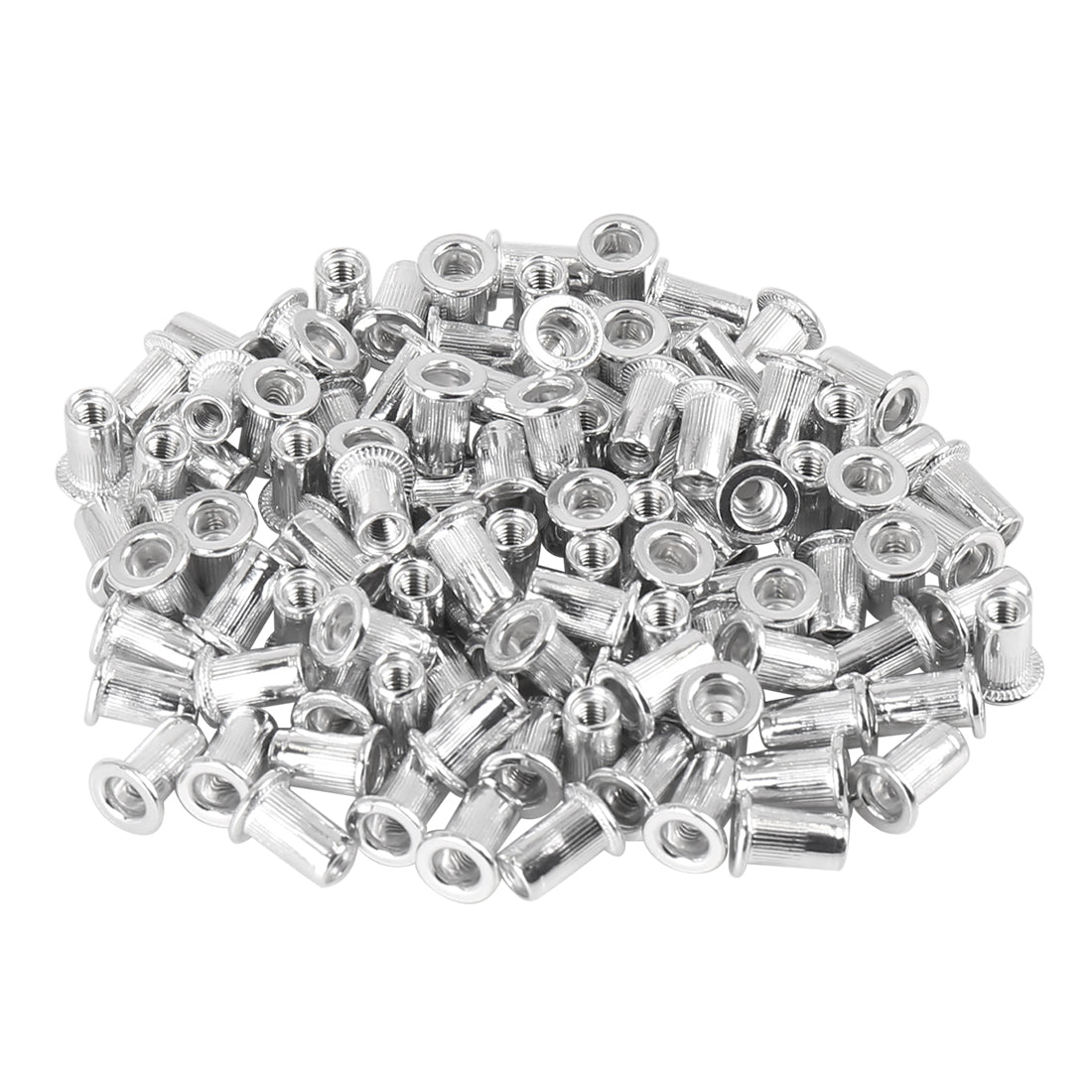 Harfington 110 Pcs Silver Tone Aluminum Alloy Car Flat Head Rivet Nut Threaded Insert