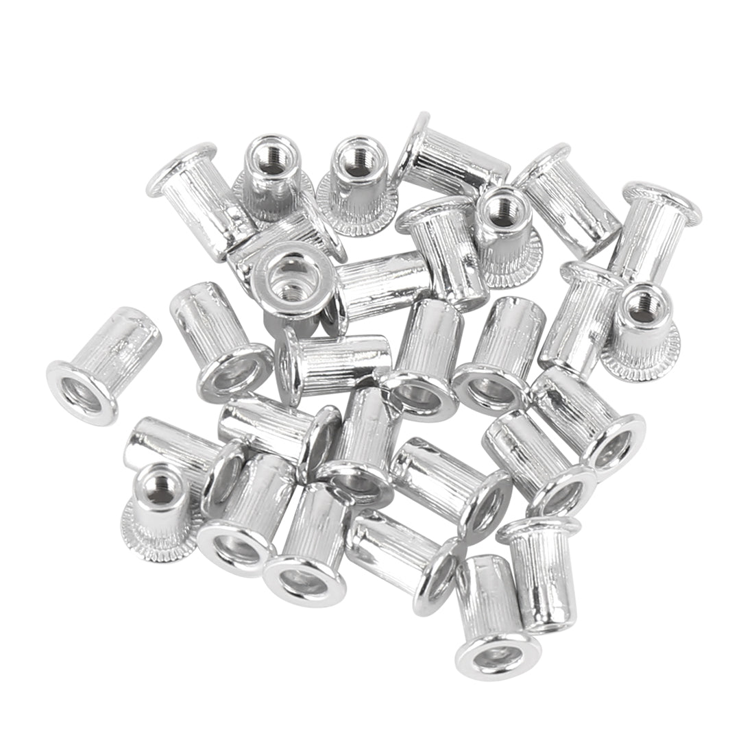 Harfington 30 Pcs Silver Tone Aluminum Alloy Car Flat Head Rivet Nut Threaded Insert