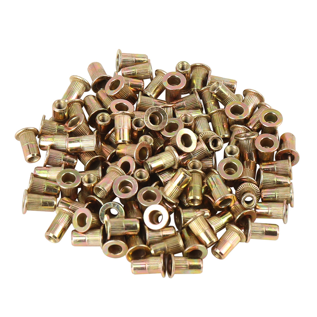 Harfington 110 Pcs Zinc Plated Carbon Steel Car Flat Head Rivet Nut Threaded Insert