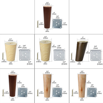 Harfington Round Solid Wood Furniture Leg Chair Sofa Cabinet Replacement Set of 5