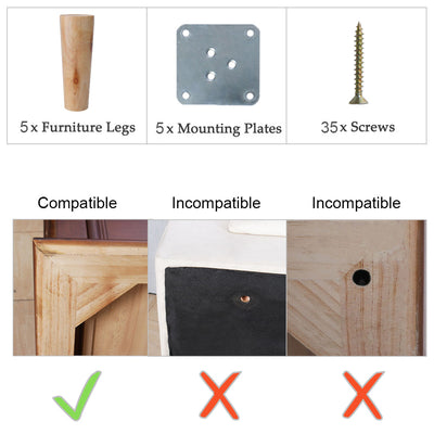 Harfington Round Solid Wood Furniture Leg Chair Sofa Cabinet Replacement Set of 5