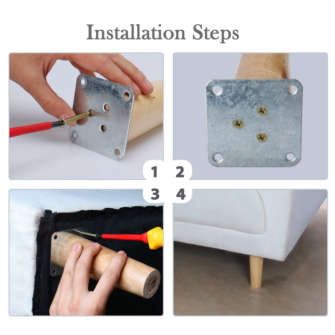 Harfington Round Solid Wood Furniture Leg Chair Sofa Cabinet Replacement Set of 5