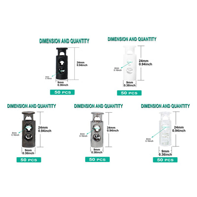 Harfington 50pcs Plastic Spring Cord Locks Double Hole End Stoppers Fastener