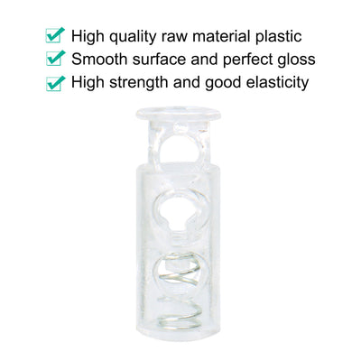 Harfington 50pcs Plastic Spring Cord Locks Double Hole End Stoppers Fastener