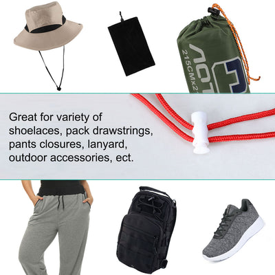 Harfington 50pcs Plastic Spring Cord Locks Double Hole End Stoppers Fastener