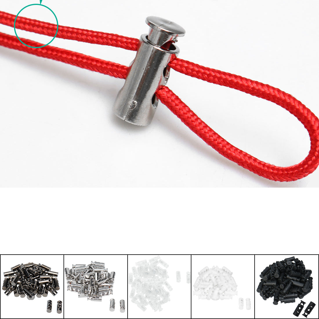 Harfington 50pcs Plastic Spring Cord Locks Double Hole End Stoppers Fastener