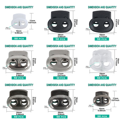 Harfington 50pcs Plastic Spring Cord Locks Double Hole End Rope Fastener Slider