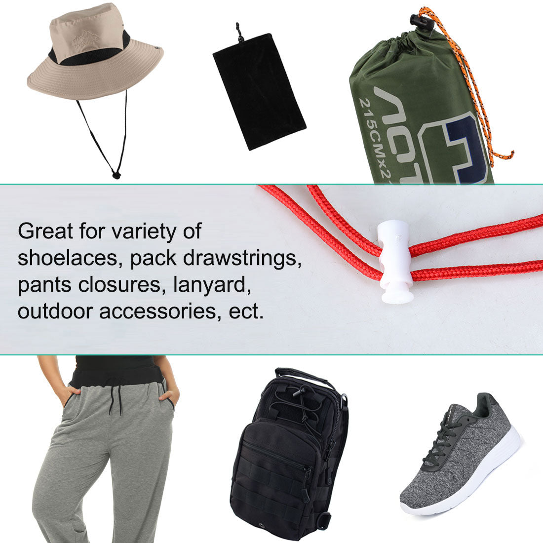 Harfington 6pcs Plastic Cord Lock Stopper End Spring Fastener Organizer